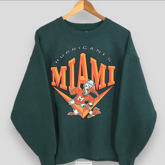 Vintage University Of Miami Hurricanes Sweatshirt Hurricanes Football 90s Shirt - Picture 2 of 2